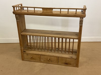 Lot 736 - A pine wall mounted kitchen drying rack with...