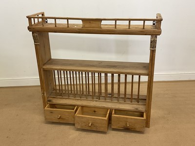 Lot 736 - A pine wall mounted kitchen drying rack with...