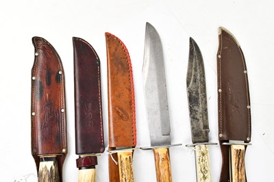 Lot 903 - Six bone-handled Bowie knives including one...