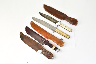 Lot 903 - Six bone-handled Bowie knives including one...