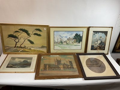 Lot 186 - A group of three watercolours and three prints.