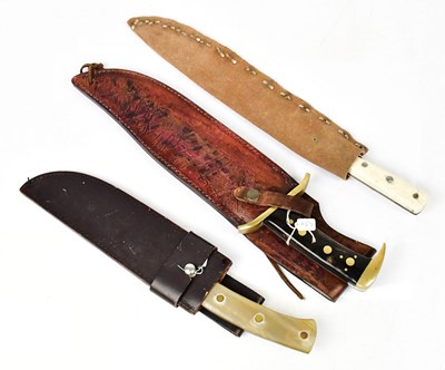 Lot 866 - Three large hunting knives comprising a Barker...
