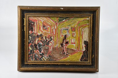 Lot 2333 - CALDAS; oil on canvas, abstract figures,...