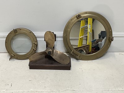 Lot 1444 - A brass port hole together with a mirrored...