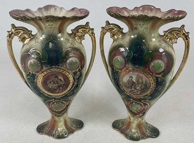 Lot 315 - A pair of late 19th century twin handled vases...