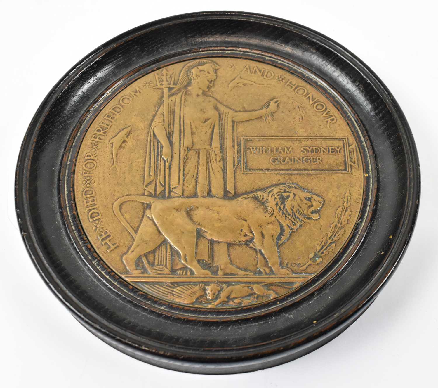 Lot 299 - A World War I bronze Memorial Plaque awarded...