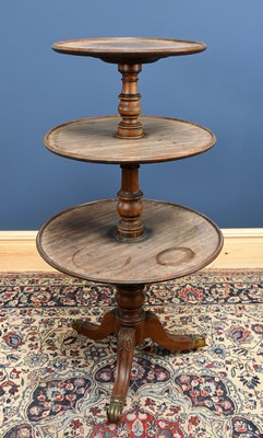 Lot 2762 - A George III mahogany three tier dumb waiter,...