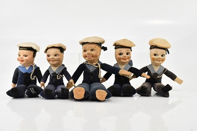 Lot 2097 - NORAH WELLING; five vintage sailor dolls,...