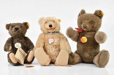 Lot 2077 - STEIFF; three modern plush teddy bears,...