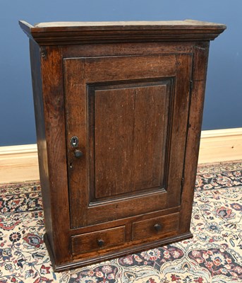 Lot 2738 - An 18th century and later oak spice cabinet,...