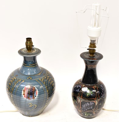 Lot 99 - DAVID FRITH; two porcelain lamps, one of...