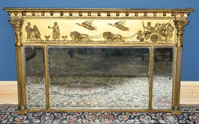 Lot 3020 - A Regency gilt wood and gesso triple plate...