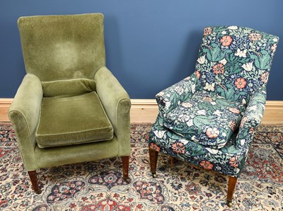 Lot 2850 - An Edwardian oak library chair, with tapered...