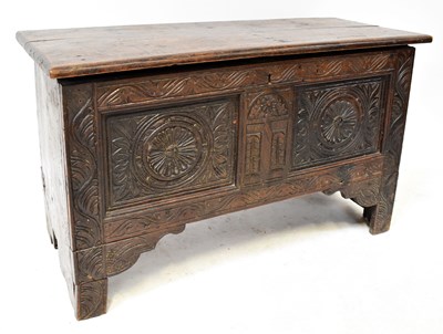 Lot 46 - A Georgian oak coffer with fielded and...