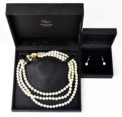 Lot 1509 - A pair of white metal, pearl, and diamond drop...