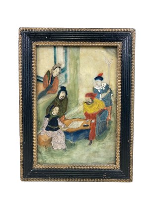 Lot 332 - An unusual Chinese marble panel, painted to...