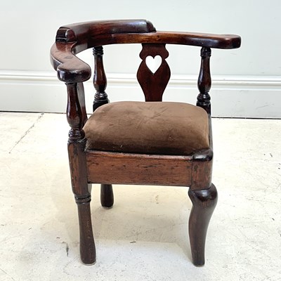 Lot 1154 - A 19th century mahogany child's corner chair,...