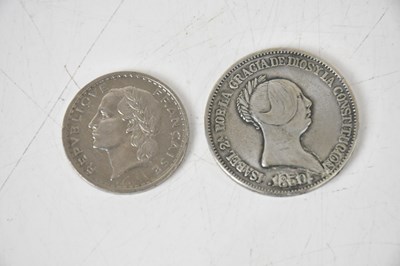 Lot 596 - A Spanish silver 20 reales 1850, also a...