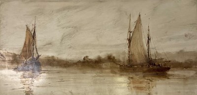 Lot 364 - ANTHONY AMOS (1950-2010); oil on card, river...