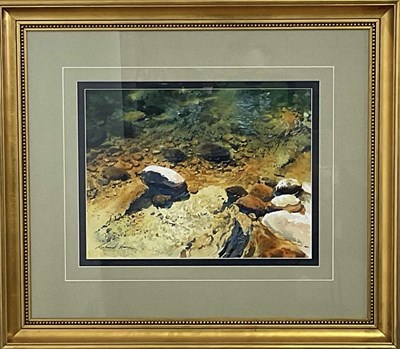 Lot 370 - RICHARD THORN; watercolour, study of rock...