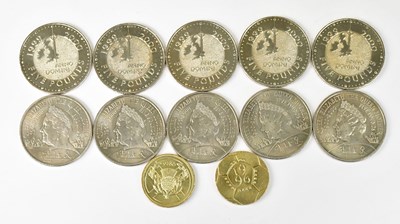 Lot 1203 - Ten £5 coins comprising five Millennium...