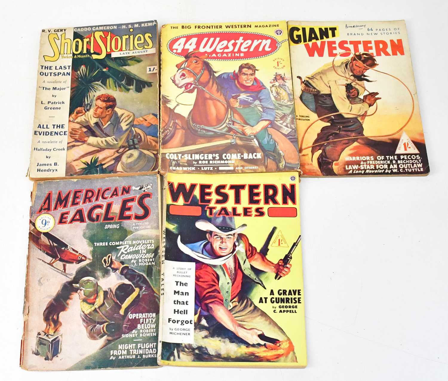 Lot 940 - Five vintage pulp magazines, comprising 'Short...