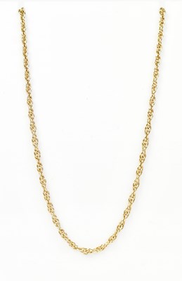 Lot 1459 - A 9ct yellow gold double link chain, approx. 8....