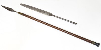 Lot 907 - An African tribal stabbing spear with...