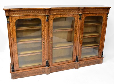 Lot 32 - A Victorian burr walnut bookcase with...