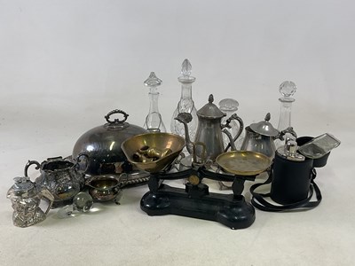 Lot 407 - A group of silver plate including a meat dome...