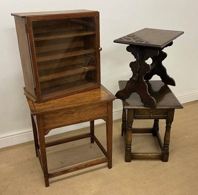 Lot 762 - Three small side tables and a small glazed...