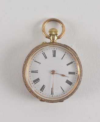 Lot 1721 - A small 14K gold open face pocket watch, the...