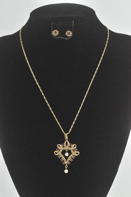 Lot 1375 - An Edwardian style 9ct gold open necklace...