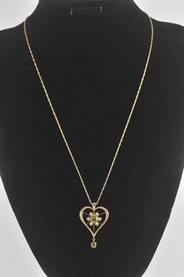 Lot 1376 - An Edwardian style 9ct gold heart shaped...