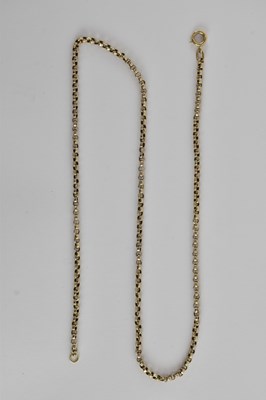 Lot 1379 - A 9ct gold belcher link necklace with hoop...