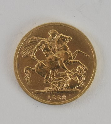 Lot 1594 - A Victoria full sovereign, 1886, young head,...
