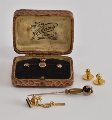 Lot 1208 - A pair of 15ct gold collar studs, combined...