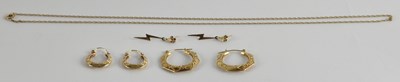 Lot 1452 - Three pairs of earrings comprising two pairs...