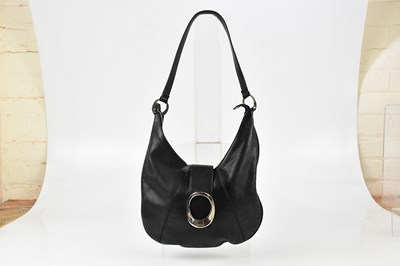 Lot 677 - VERSACE; a black lambskin leather shoulder bag,...