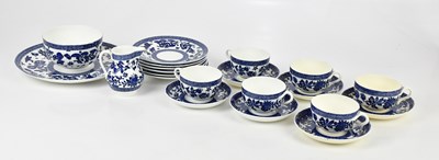 Lot 1693 - COALPORT; a porcelain blue and white tea set,...