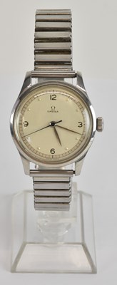 Lot 1707 - OMEGA; a 1950s gentleman's stainless steel...