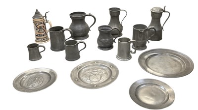 Lot 498 - Two pewter tankards and a West German pottery...