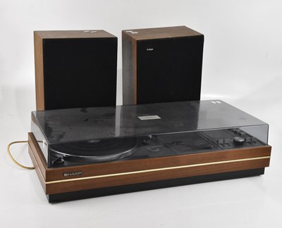 Lot 1526 - SHARP; a record player and two speakers (3).