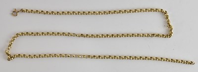 Lot 1370 - A 9ct gold belcher link necklace with hoop...