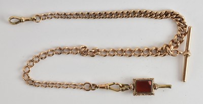 Lot 1701 - A 9ct rose gold Albert watch chain with...