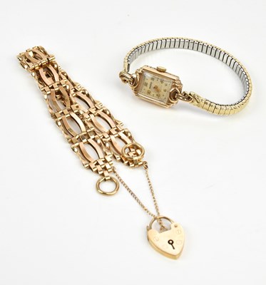 Lot 29 - A 9ct yellow gold gate link bracelet with...
