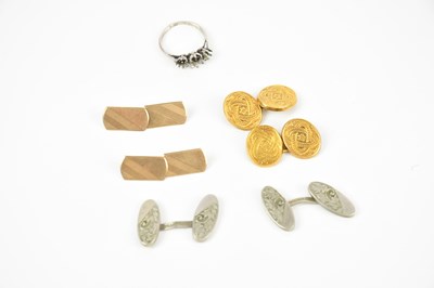 Lot 169 - A pair of yellow metal cufflinks stamped 15ct,...