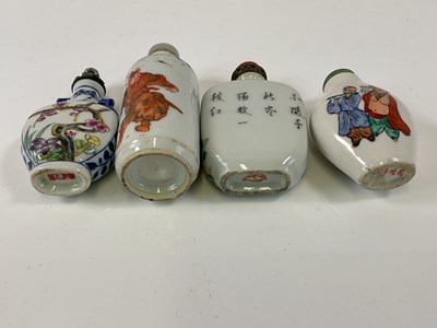 Lot 334 - Four Chinese porcelain snuff bottles,...