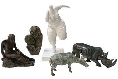 Lot 614 - A modern Chinese Tang style patinated bronze...