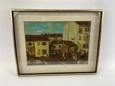 Lot 142 - ATTRIBUTED TO A RATTI; oil on board, street...